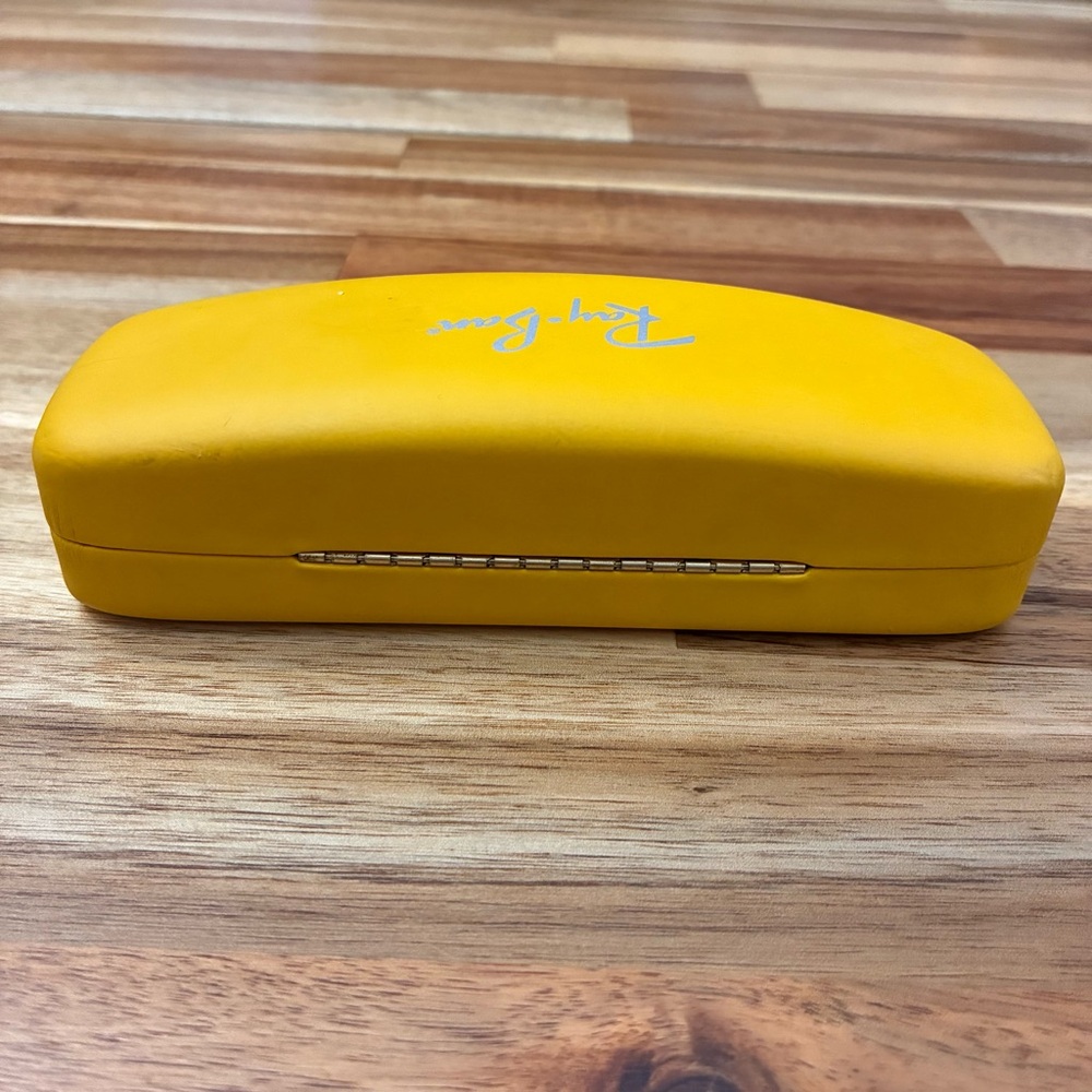 Ray-Ban Yellow Eyeglass Hard Case Glasses Protector Hinged Clamshell Felt Lined - Picture 5 of 10